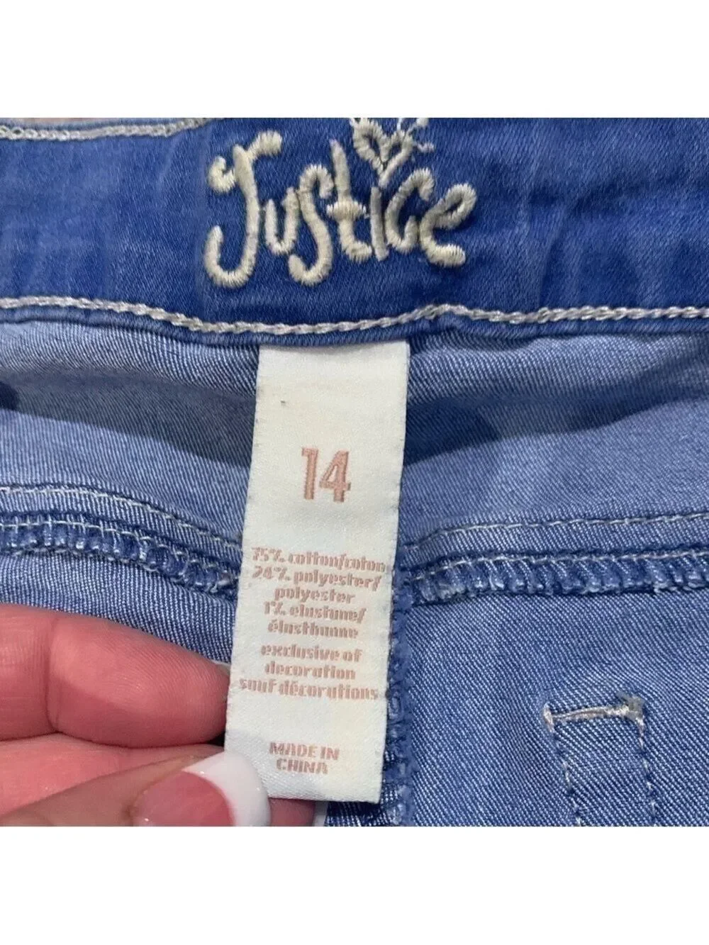 JUSTICE Cuffed Denim Shorts size 14